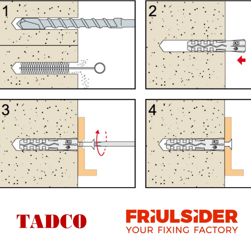 Tắc kê nở nhựa Ý Cao cấp TU-Friulsider, tắc kê thông minh, chịu tải cao, nhập khẩu chính hãng