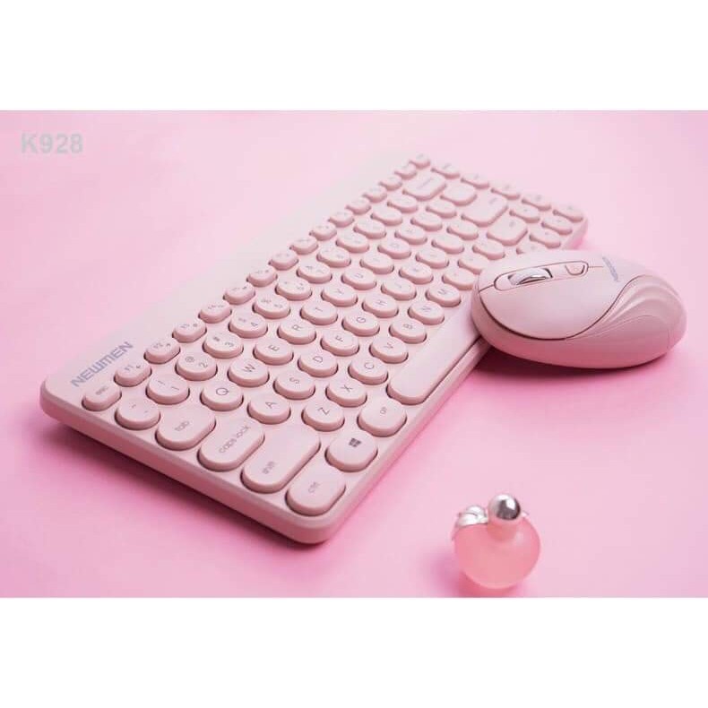 Combo phím và chuột không dây siêu đáng yêu NEWMEN K928( hồng, đen, trắng)