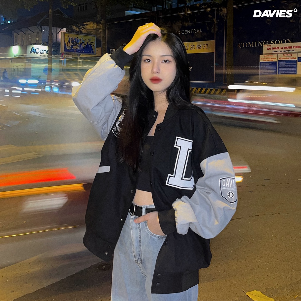 Áo bomber bóng chày nam nữ Davies brand Grey Varsity Baseball Academy Bomber| D19-AK1-X