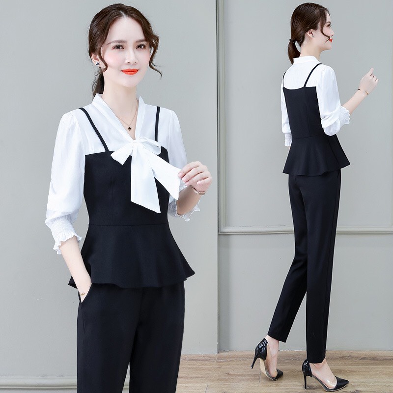 Áo sơ mi babydoll kiểu thắt nơ áo sơ mi nữ công sở HH061
