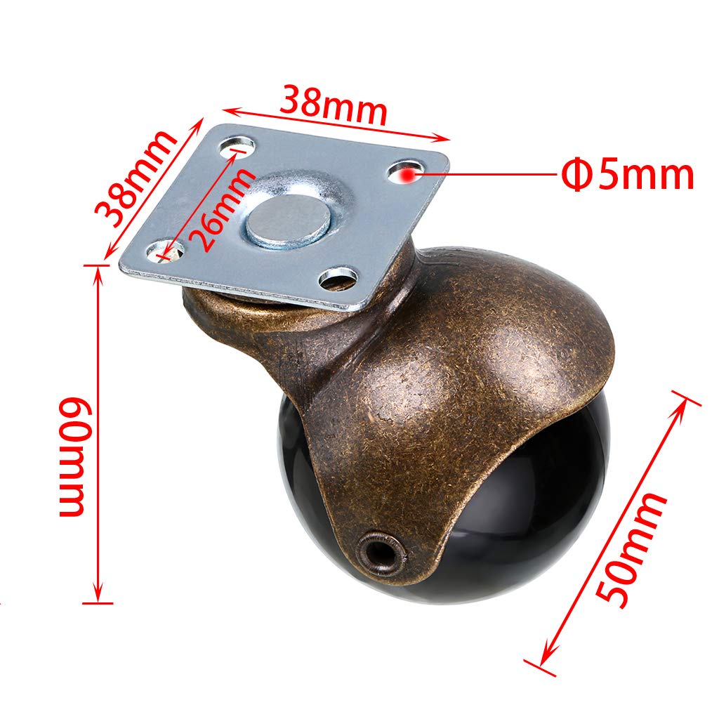 Bánh xe cầu tròn đế vuông không khoá phi 50mm