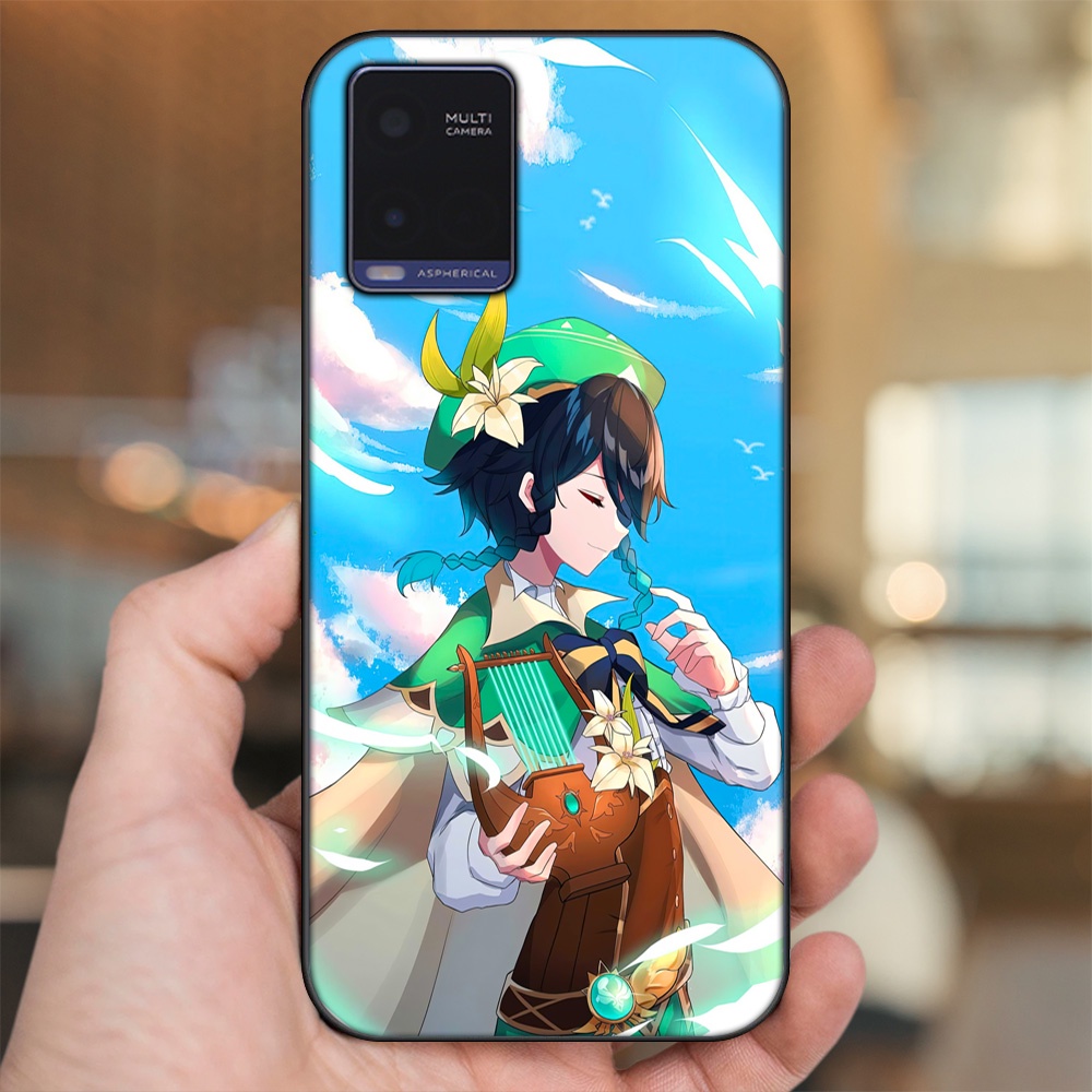 Ốp lưng Vivo Y21 viền đen in hình Venti Genshin Impact