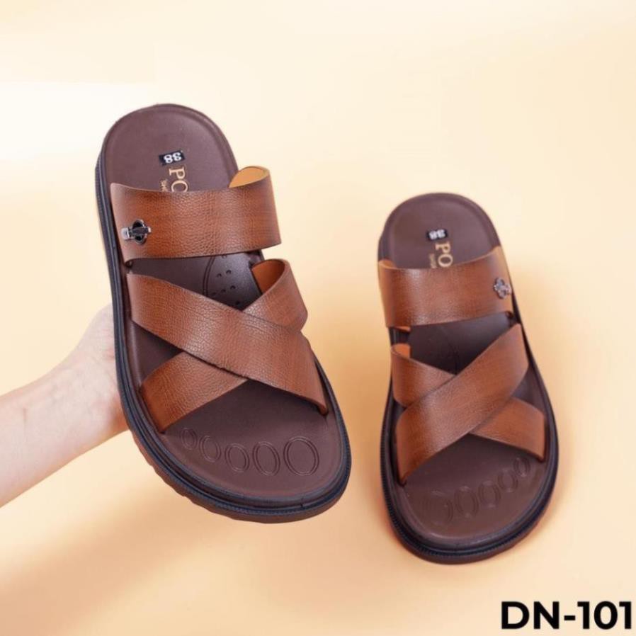 Dép sandal nam da bò cao cấp - Dép xăng đan tăng chiều cao TOPMAN DN 101