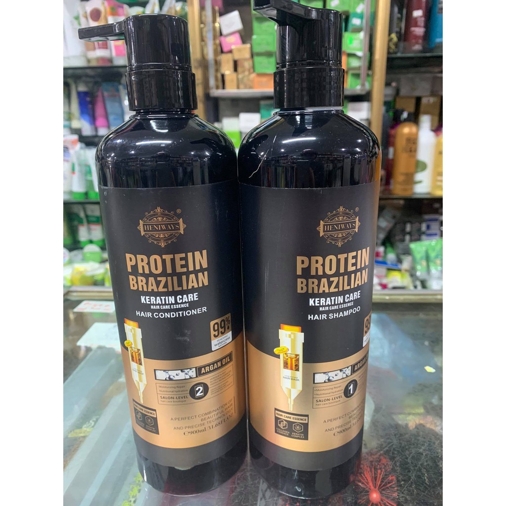 Cặp Dầu Gội Xả Heniways Protein Brazilian 900ml x2