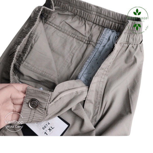 Quần Short Kaki Nam Lưng Thun Có Dây Rút Túi Hộp Cao Cấp Trung Niên Loại 1Dày Dặn Có Bigsie 100kg Mềm Mịn Thoáng Mát