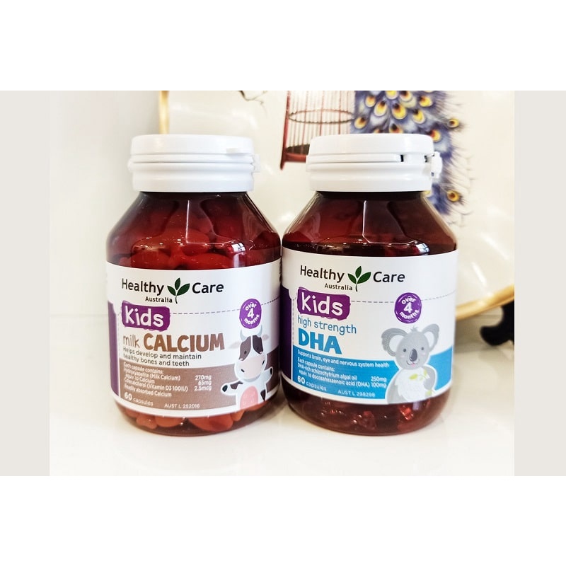 Canxi Milk Calcium + DHA Healthycare, bổ sung canxi và DHA cho bé 60 Viên