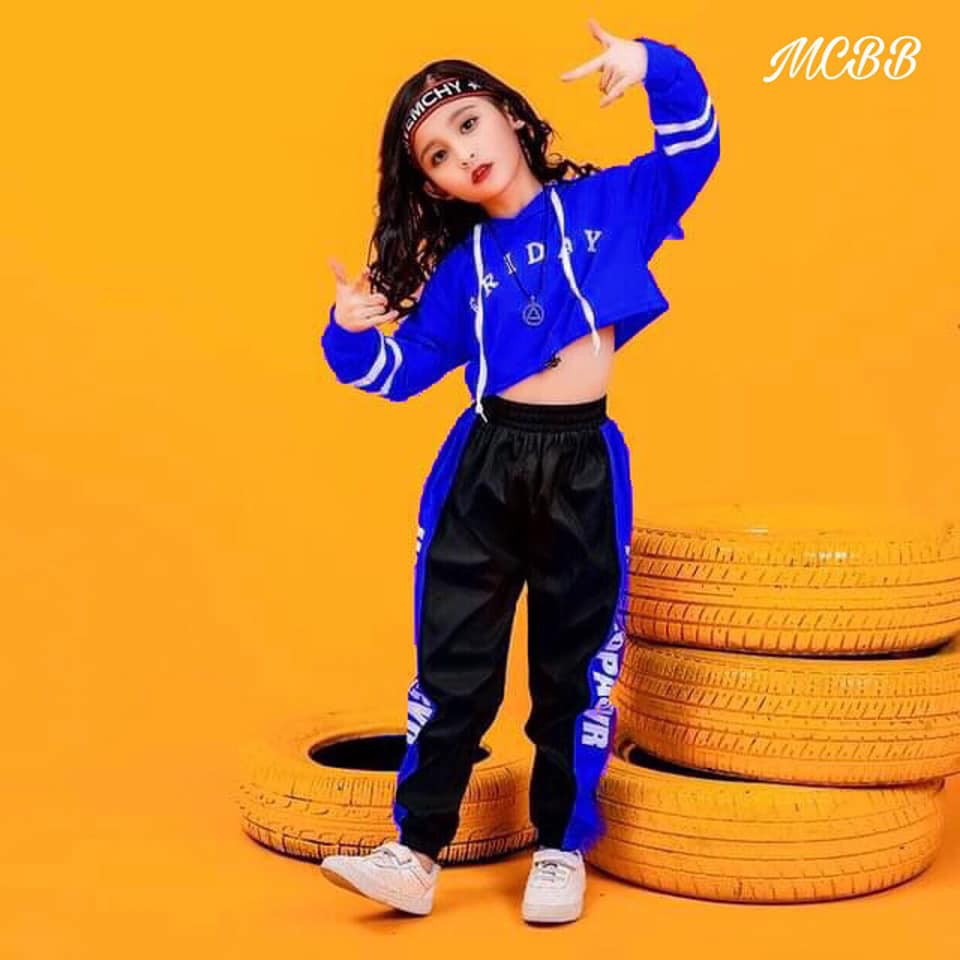 Bộ hip hop bé gái năng động hot strend chất thun cotton sang chảnh sành điệu