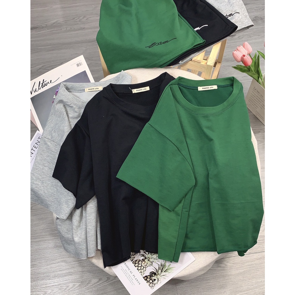 Set croptop thun trơn cá tính nữ - Bộ CRT hè kèm quần short, siêu xinh HOT TREND