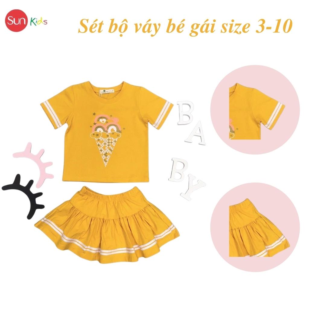 Đồ bộ thun bé gái, đồ bộ trẻ em chất cotton, có nhiều màu, size 3-10 tuổi - SUNKIDS