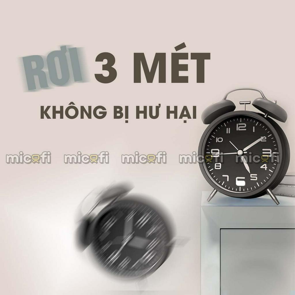 Đồng Hồ Báo Thức Micofi Để Bàn Decor Chuông To Có Đèn Led Inox Kim Không Gây Tiếng Động Cute Cho Bé
