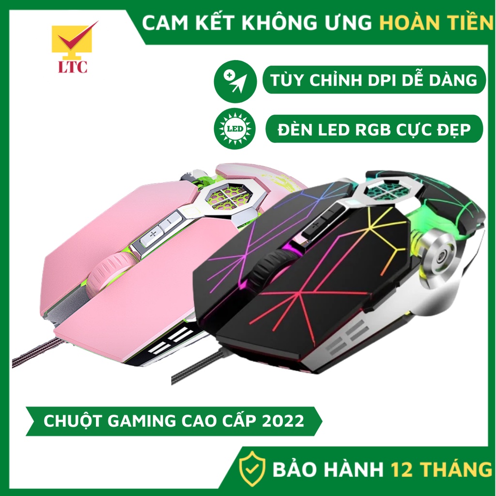Chuột máy tính có dây LTC V8 GAMING MOUSE cao cấp có đèn led RGB cực đẹp, dễ dàng tùy chỉnh dpi chiến mọi tựa game