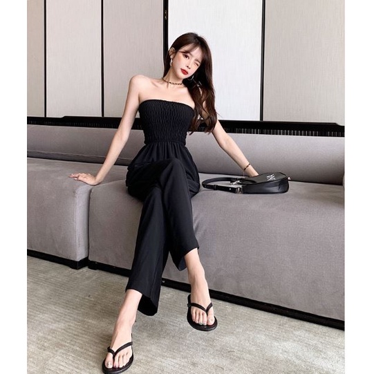 Jumpsuits hai dây ống rộng màu đen nữ HS126 Hỉn Hỉn Store