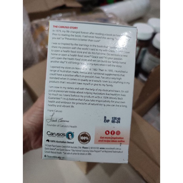 Liệu trình thải độc cơ thể 7 ngày của Úc - Carusos Quick Cleanse Internal Cleansing