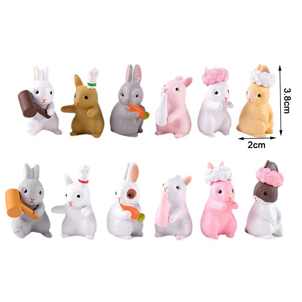 Set 12 Đồ trang trí thỏ hoạt hình mini trang trí tiểu cảnh DIY