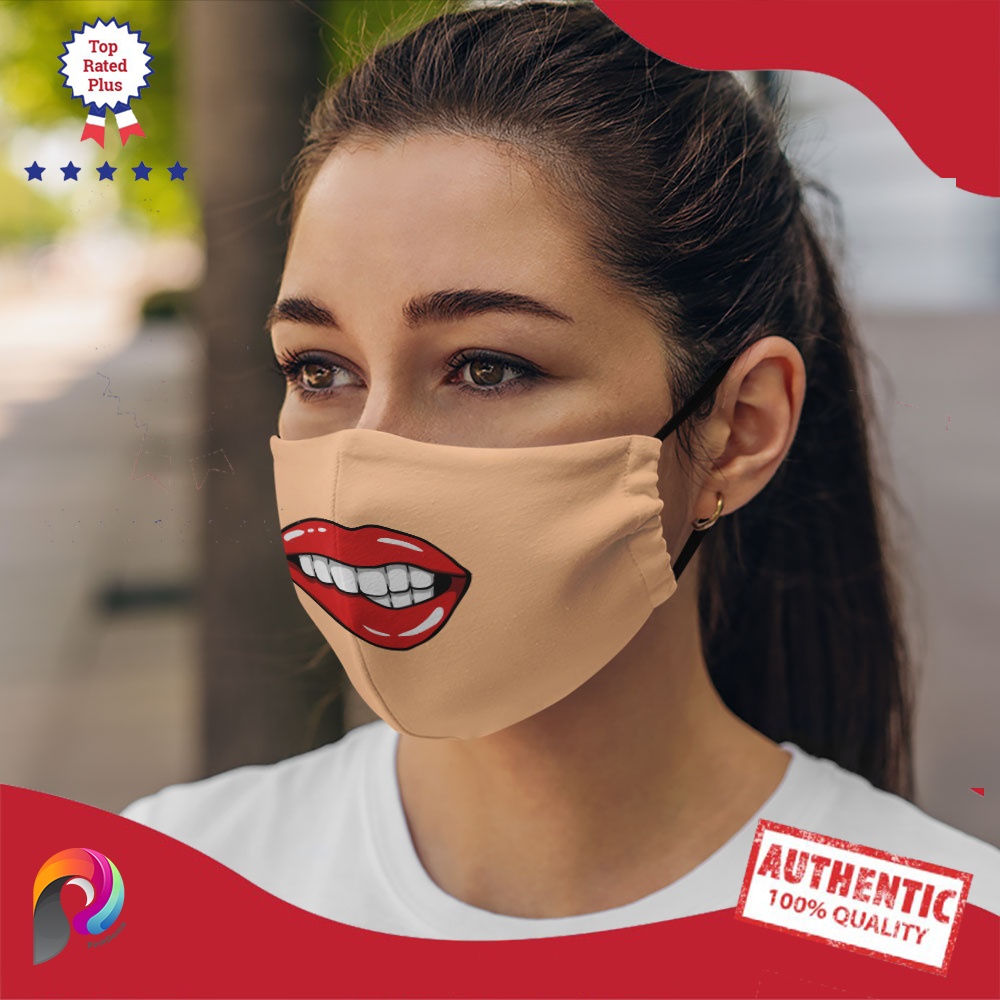 Khẩu Trang Vải Hàn Quốc Sexy Lips_108 PinkDome Vải Cotton 100%, Kháng Khuẩn, Có Thể Giặt, Tái Sử Dụng Cho Nam Nữ