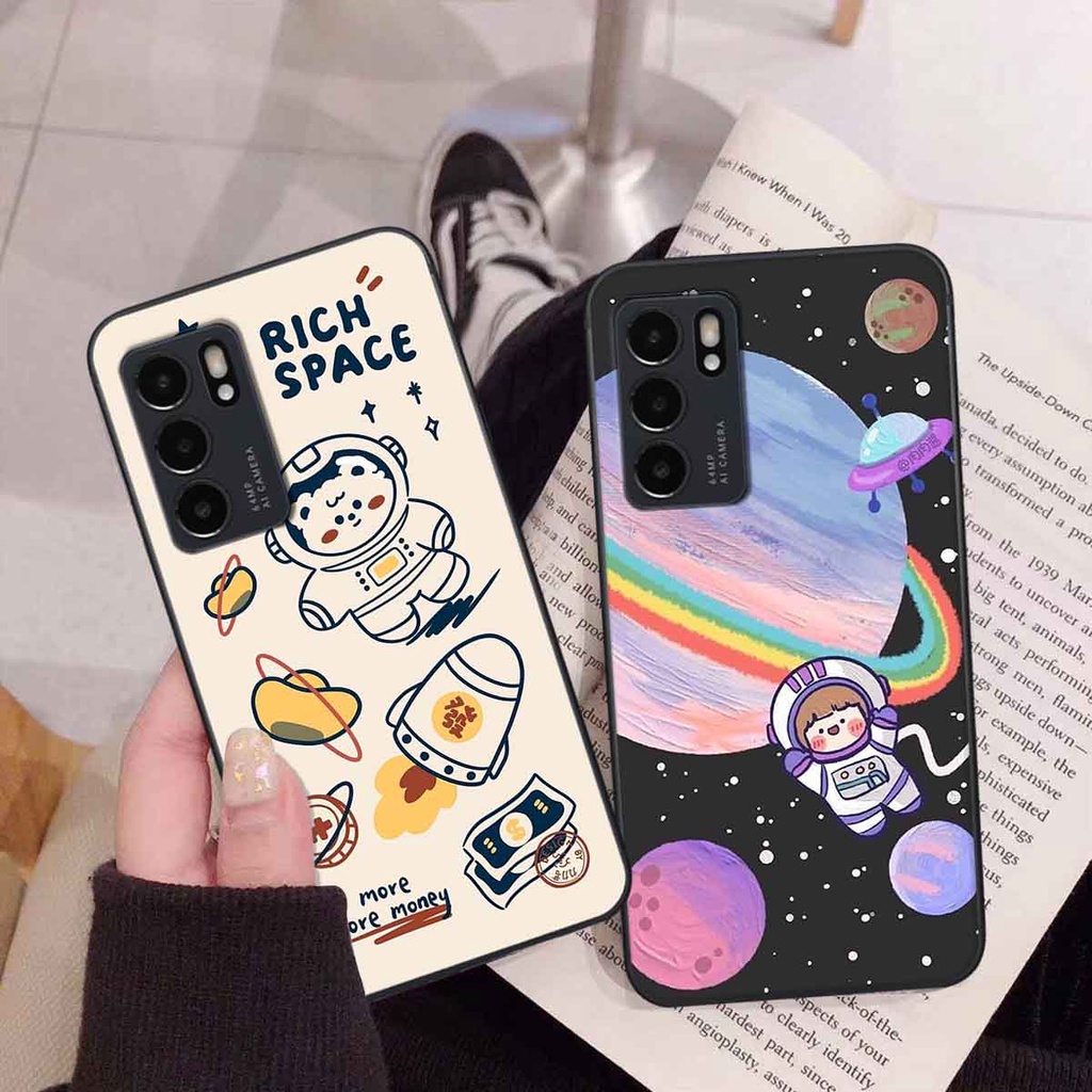 Ốp Oppo Reno6 / Reno6 Z 5G / Reno 6 in hình vũ trụ, phi hành gia bầu trời cute dễ thương
