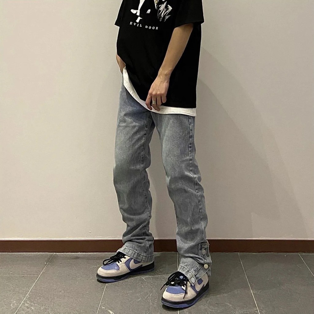 Quần jean unisex kèm cúc bấm siêu chất (ảnh thật) | BigBuy360 - bigbuy360.vn