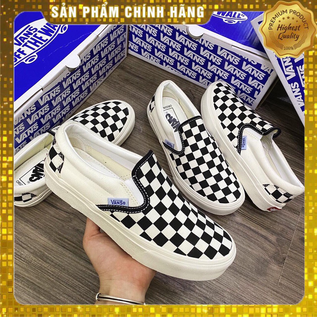 Giày thể thao lười slip on van vault caro , van caro