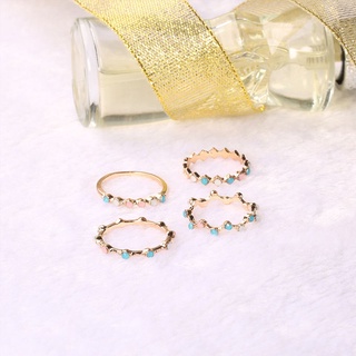 Set 4 Nhẫn Đính Đá Opal Nhiều Màu Sắc