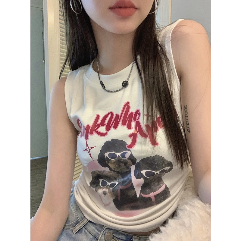 77 Áo Thun Không Tay Dáng Ôm In Họa Tiết Phong Cách Mỹ Thời Trang Cho Nữ