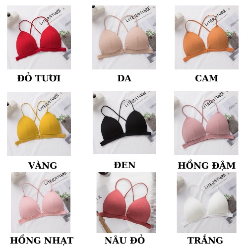 Áo Bra 2 Dây Cotton Kèm Mút Mỏng - Áo Lót Nữ Không Gọng Cài Trước AMYBRA B715