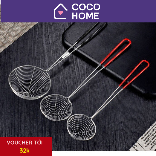 Vợt múc topping, trân châu inox cao cấp Coco Home - Muôi lỗ múc tào phớ