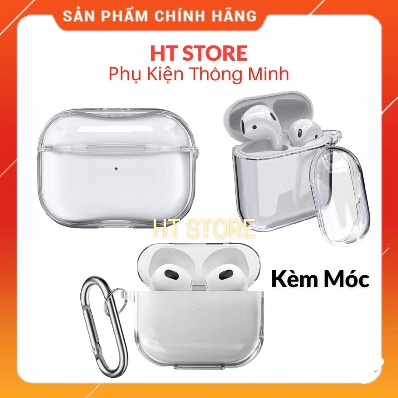 Vỏ Bảo Vệ Hộp Sạc Tai Nghe Bằng Silicon Trong Suốt Kèm Móc Khóa Tiện Dụng Cho AP 1 / 2 / 3 / Pro