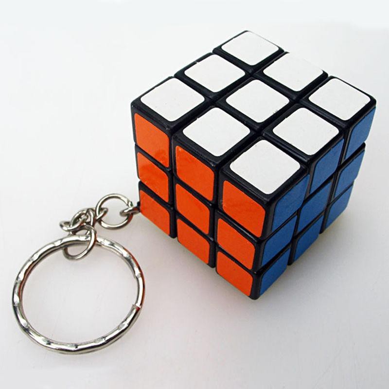 Móc khóa mặt hình khối rubik 3x3x3cm mini đáng yêu