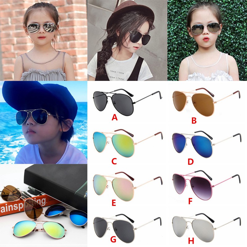 Kính mát gọng kim loại nhiều màu sắc kiểu dáng thời trang dành cho bé trai và bé gái