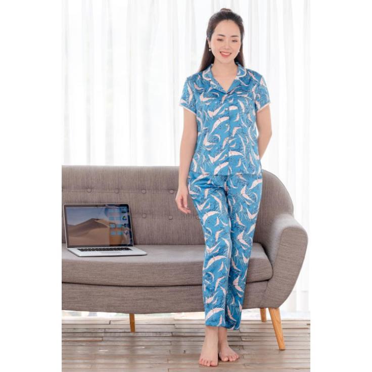 Bộ pijama VT quần dài áo cộc nữ B08.2106 - Mặc đẹp, thoải mái ⚡