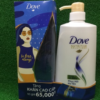 Dầu gội Dove phục hồi hư tổn, ngăn gãy rụng tóc, dưỡng tóc bồng bềnh chai 610g tặng khăn