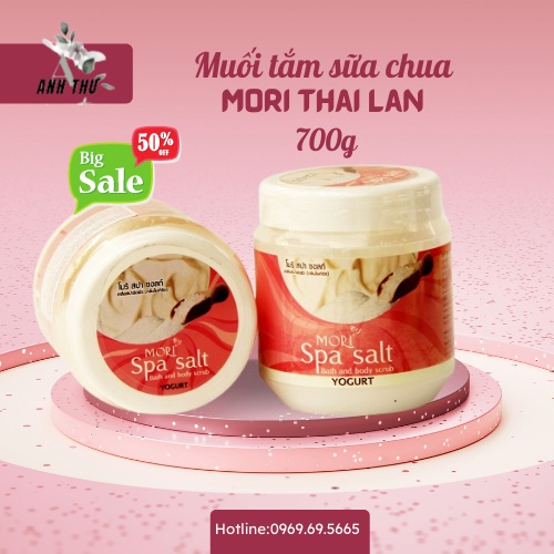 Muối tắm  trắng da Mori sữa chua  Thái Lan 700g  /mori spa salt 700g