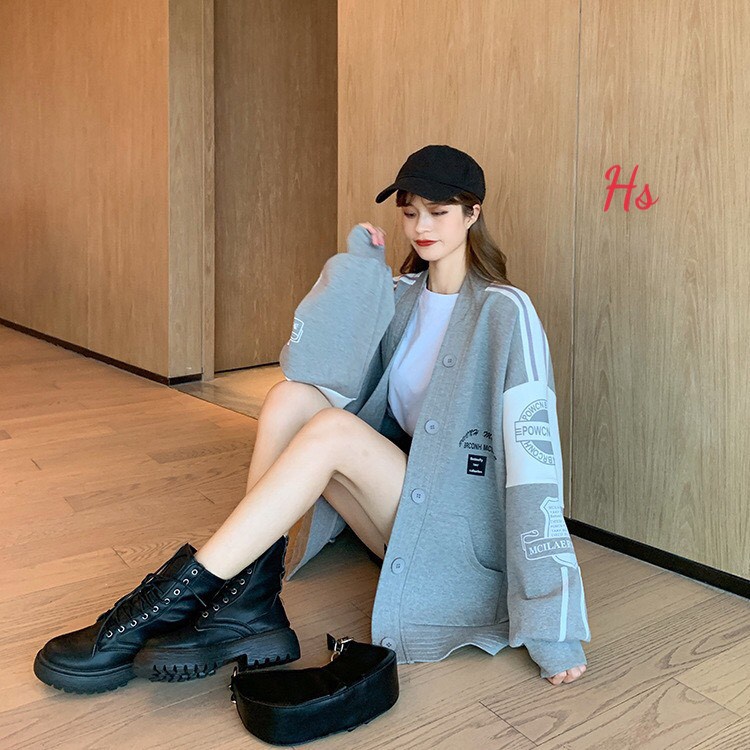 Áo cardigan , áo khoác nỉ dáng rộng nam nữ in logo Brcon cúc cài 3 màu phối đồ cực đẹp Freeship | BigBuy360 - bigbuy360.vn