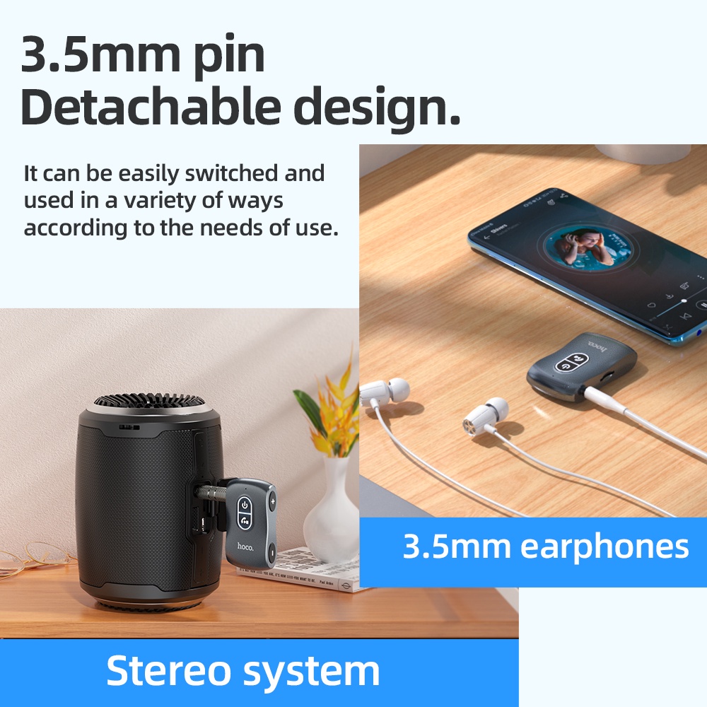 Bộ thu âm thanh HOCO. E73 100% bluetooth 5.0 giắc cắm 3.5mm hỗ trợ thẻ TF cho xe hơi