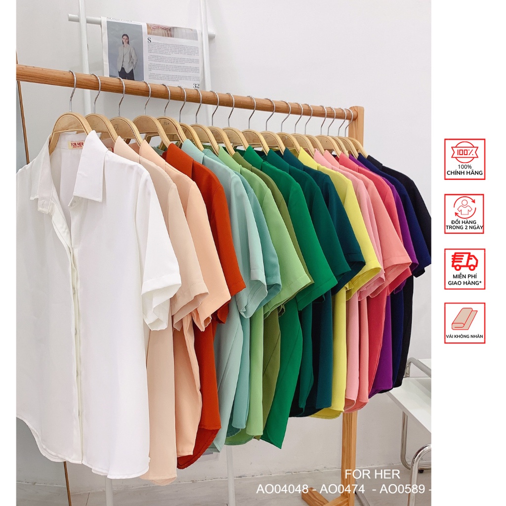 Áo sơ mi FOR HER tay ngắn giấu nút AO0404-AO0474-AO0589-AO0672