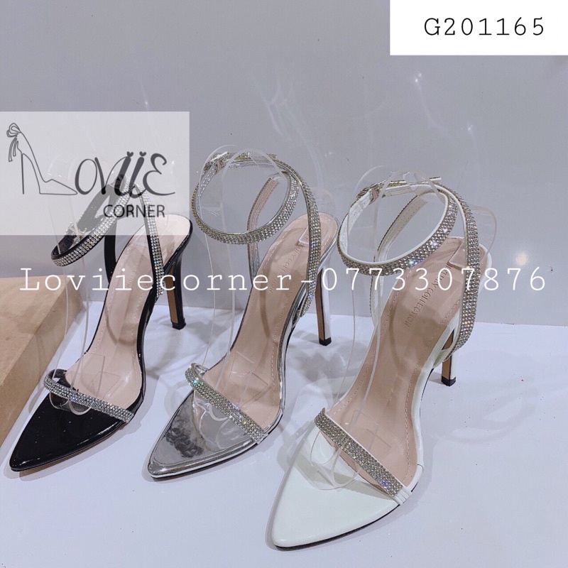 GIÀY CAO GÓT 9CM LOVIIECORNER - SANDAL QUAI MẢNH ĐÍNH ĐÁ - SANDAL CAO GÓT NHỌN 9 PHÂN DÂY MẢNH G201165