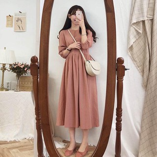 [Hàng Sẵn Xả Kho]_ Váy đầm tay dài phong cách vintage tiểu thư nhẹ nhàng quyến rũ (CÓ VIDEO & ẢNH THẬT)