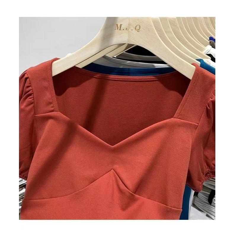 Áo thun BH tay ngắn phồng chất liệu cotton 2022 thời trang mùa hè cho nữ