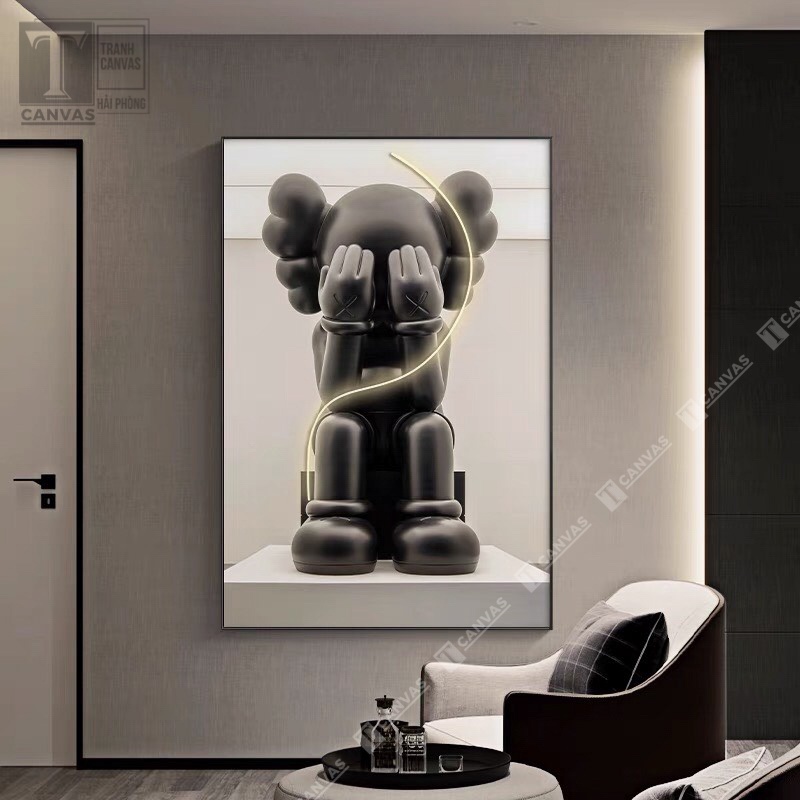 Tranh Canvas tràn viền( KHÔNG KHUNG VIỀN) treo tường phòng khách, tranh hiện đại, tranh Kaws Toy cool ngầu MÃ KAWS29-38