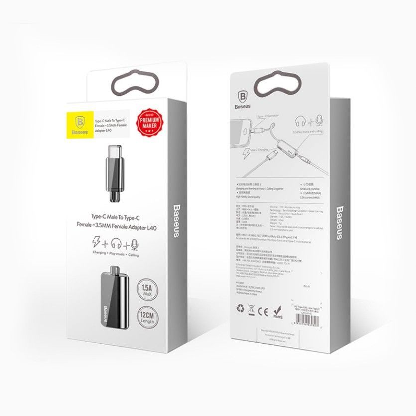 Adapter L40 Baseus chuyển cổng Type-C sang Audio 3.5mm + Type-C