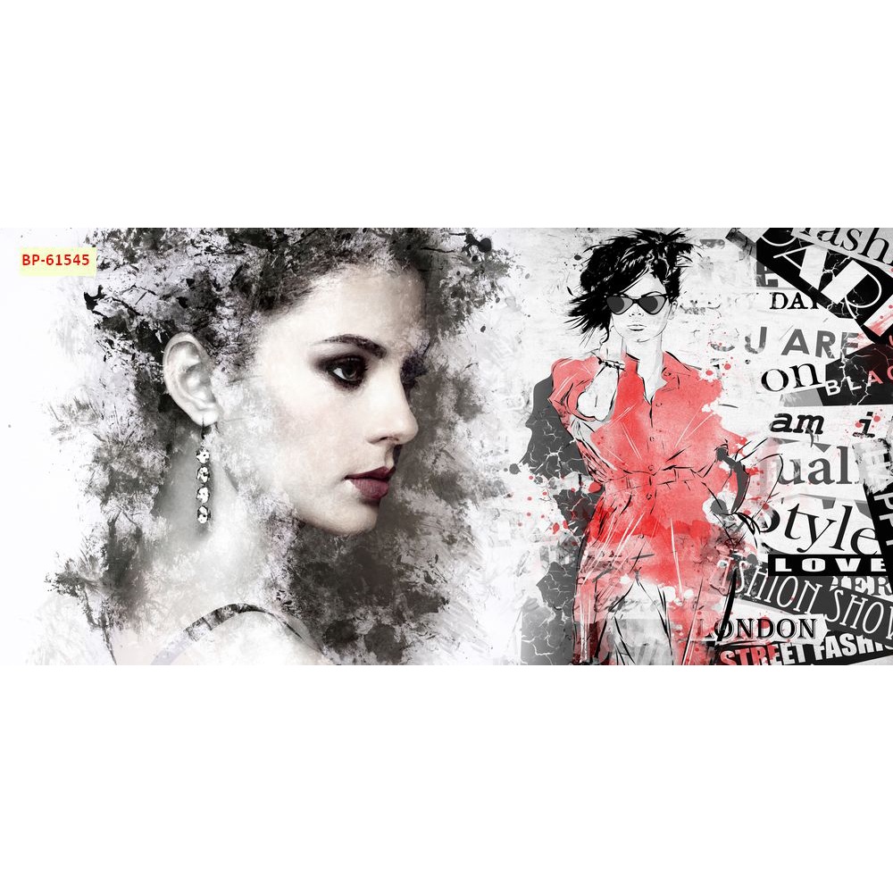 Tranh dán tường 3d hình cô gái trang trí tiệm nail,mi,spa,tóc,nhà hàng...