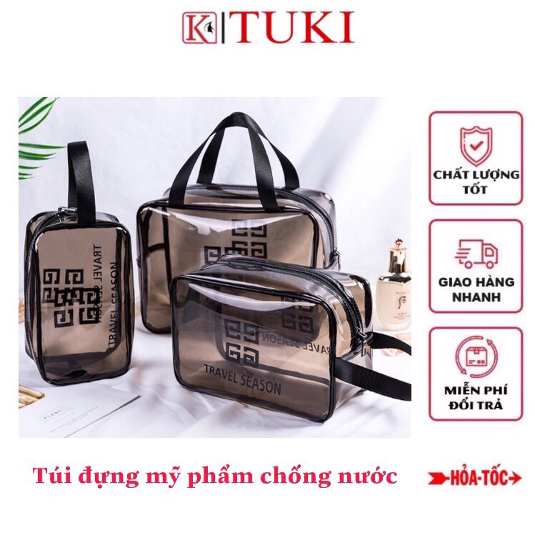 Bộ 3 túi đựng mỹ phẩm trong suốt chống nước
