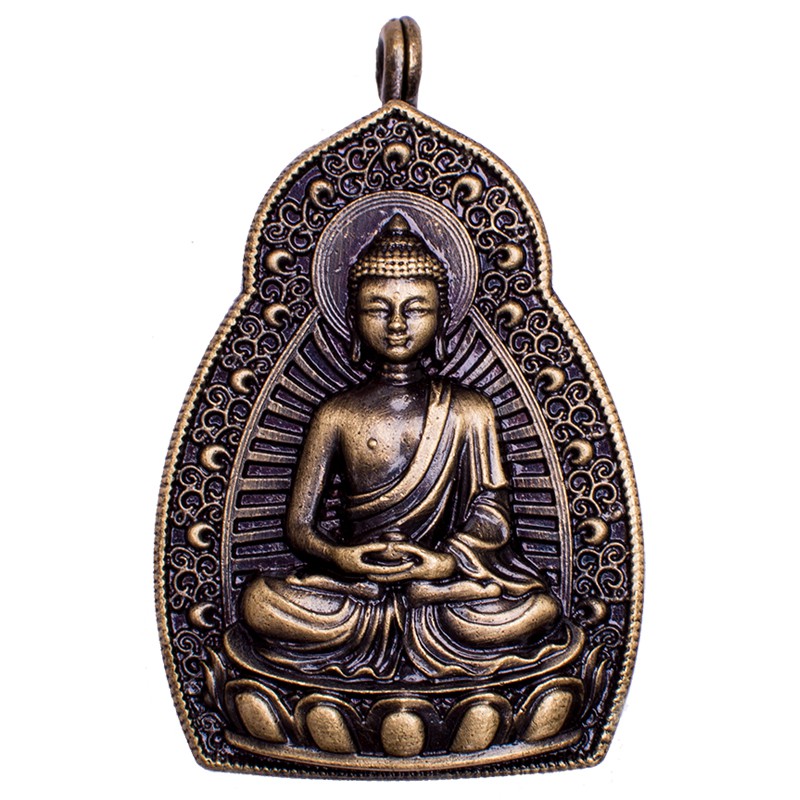 ✕Pháp vật Tây Tạng Tượng Phật bằng đồng nguyên chất Gawu Hộp Mặt dây chuyền năm Hoàng đạo Có thể đựng kinh điển thuốc mật hoa