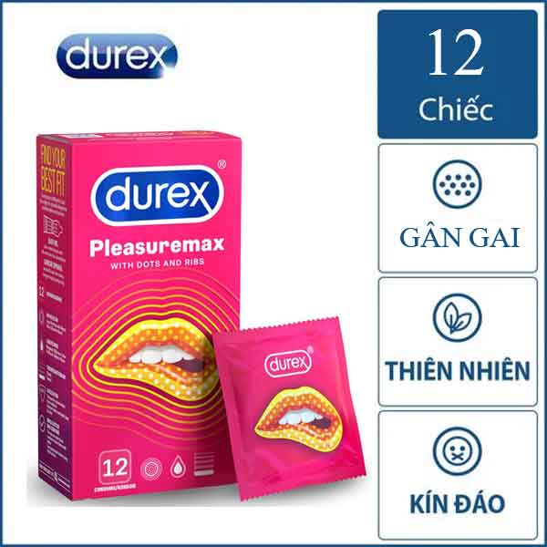 Sỉ  - 1 cái- Bao cao su gai Durex Pleasuremax gân gai, tăng khoái cảm hiệu quả kéo dài cuộc vui chính hãng 100% -(1 cái)