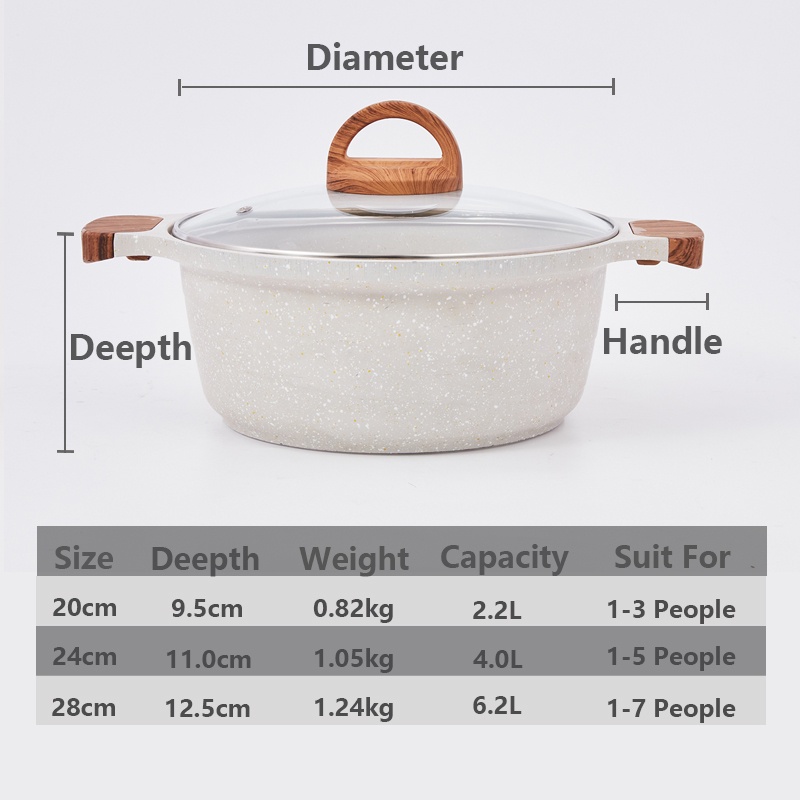 Nồi lẩu JEETEE chống dính sử dụng được trên bếp từ cảm ứng 20/ 24/ 28cm tiện lợi