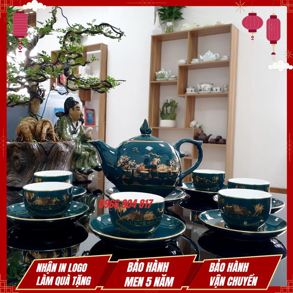 Bộ Ấm Chén Uống Trà, Bộ Ấm Chén Bát Tràng Cao Cấp - Mộc Hương Giang