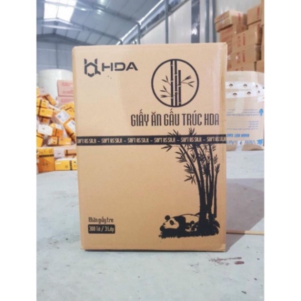 1 Thùng Giấy Ăn Gấu Trúc HDA, Giấy Ăn Dai Mịn, Thùng 30 Gói - 1 Gói 300 Tờ