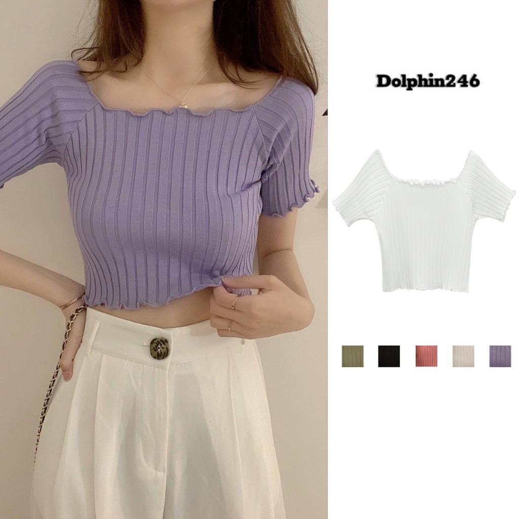 Áo dệt kim Croptop Kiểu Dệt Kim Ngắn Tay Ulzzang Sexy Phong Cách Hàn Quốc Xiaozhainv vn K4T3-1