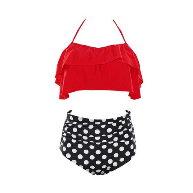 Đồ bơi/ Bikini Tropical Cạp Cao Hai Mảnh Hàng Quảng Châu