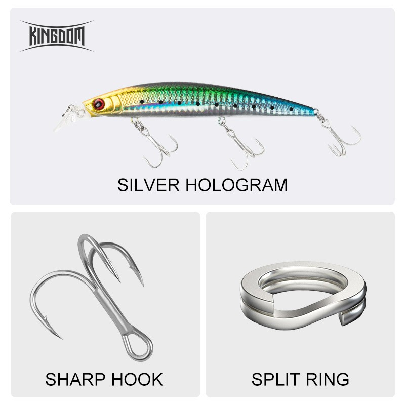 Mồi Câu Cá Kingdom Nhân Tạo Dạng Cứng Hình Cá Tuế Nổi Dùng Để Câu Cá Chẽm/ Cá Rô/ Cá Chép/ Cá Chó/ Cá Hồi 125mm 23g